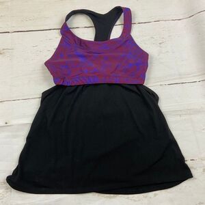 Onzie black purple built in bra racerback athletic tank top womens small medium